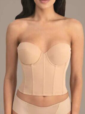 Dominique Brie Backless Strapless Bra Mocha/Beige Nude Size 36D NWT